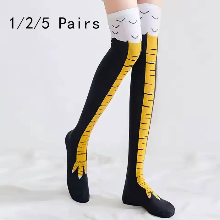 1/2/5/10 paires femmes genou chaussettes hautes à la mode dessin animé drôle poulet griffe