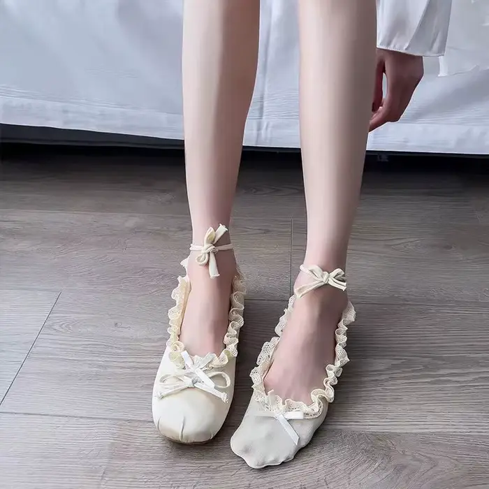 Chaussettes courtes en dentelle de ballet pour femmes, chaussette bateau, anti-ald, chaussette court