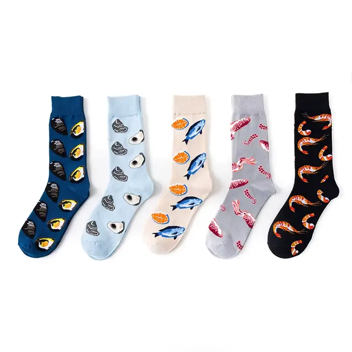 Harajuku chaussettes drôles nourriture fruits de mer actif crevettes calmar