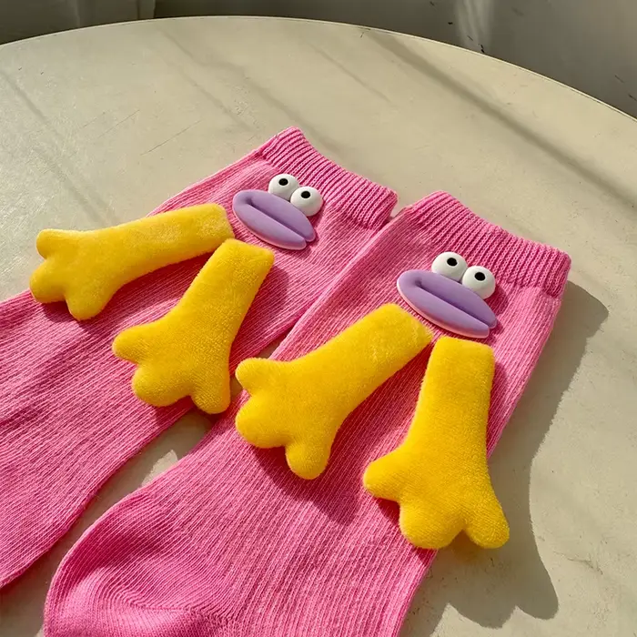 Chaussettes à main japonaises et coréennes pour femmes, mignonnes bouche de saucisse, Dopamine, bas 