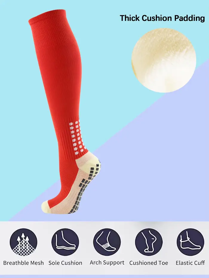 Nouvelles chaussettes de football longues avec ventouses en silicone antidérapantes pour hommes et femmes