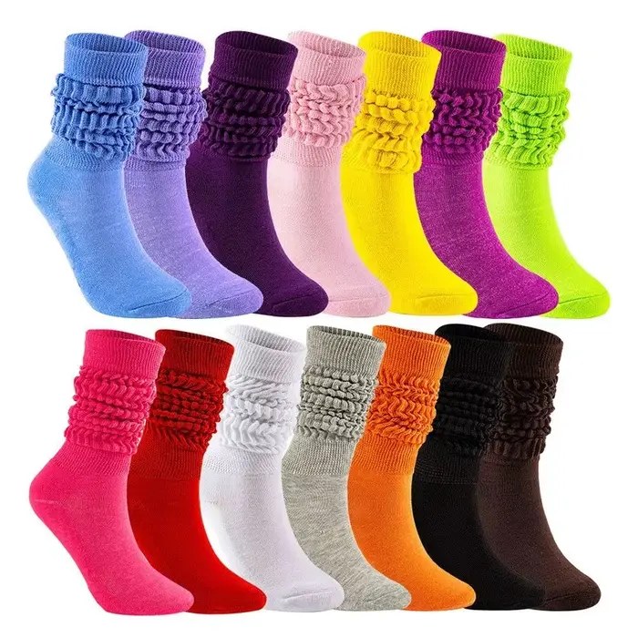 Chaussettes froissées colorées pour femmes et filles