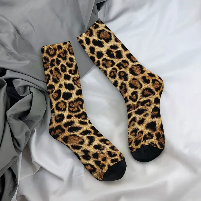 Chaussettes vintage pour hommes à imprimé léopard dérangedeant