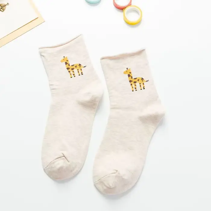 Jolies chaussettes d'animaux de dessin animé pour filles, flamant rose, pingouin, girafe, alpaga, se