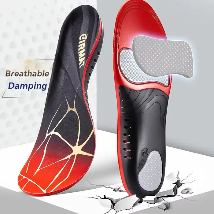 Semelles orthopédiques sportives en gel TPU à absorption des chocs, respirantes, avec soutien de la 