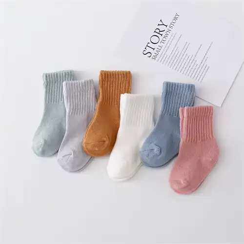 6 paires/ensemble nouveau-né bébé garçon fille chaussette coton solide doux infantile enfant en bas 