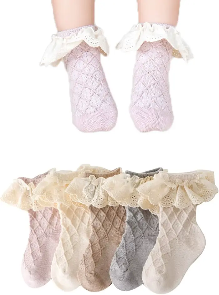 6/1 paires bébé 0 fille chaussettes princesse enfant en bas âge uniforme chaussettes Tube à volants 