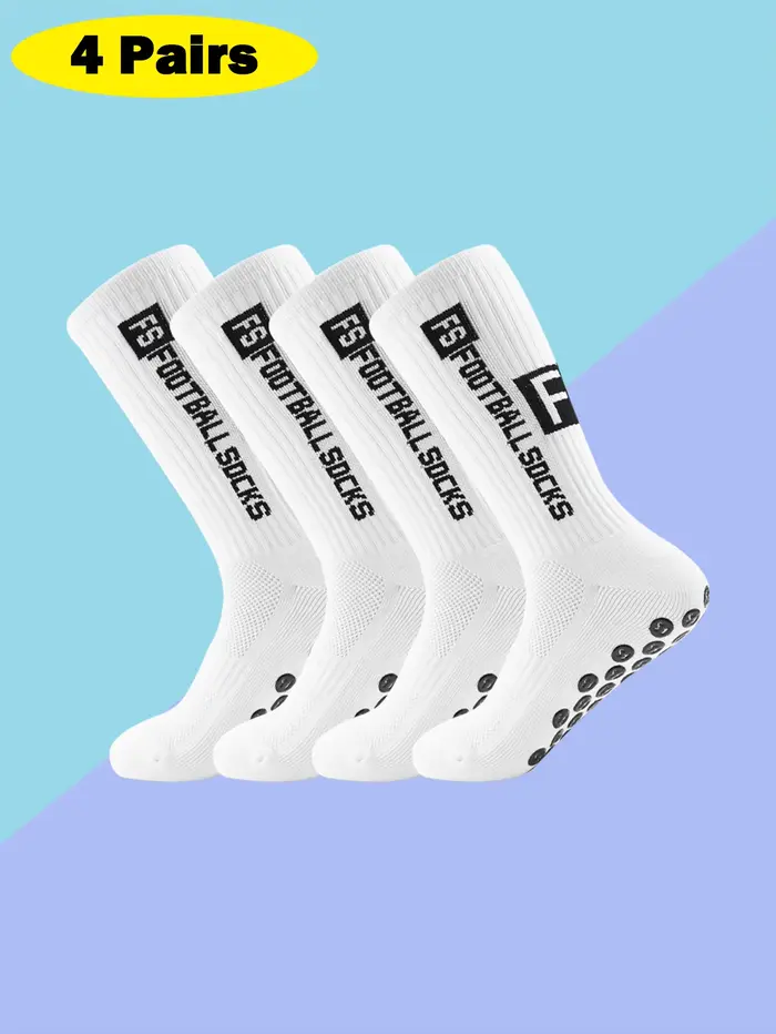 4 paires de nouvelles chaussettes de football FS mi-tube collées pour l'entraînement sportif et la c