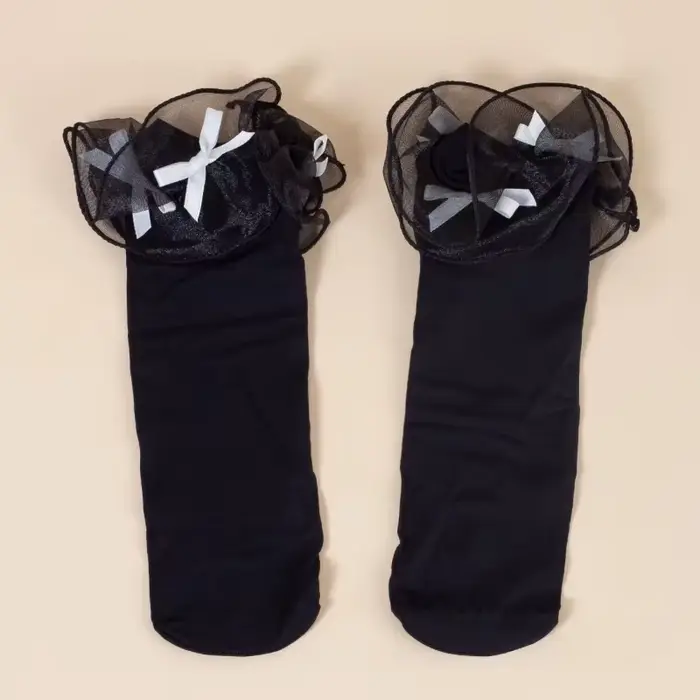 Chaussettes de mollet Lolitas pour femmes, chaussettes à nœud de ballet doux, uniforme JK, chaussett