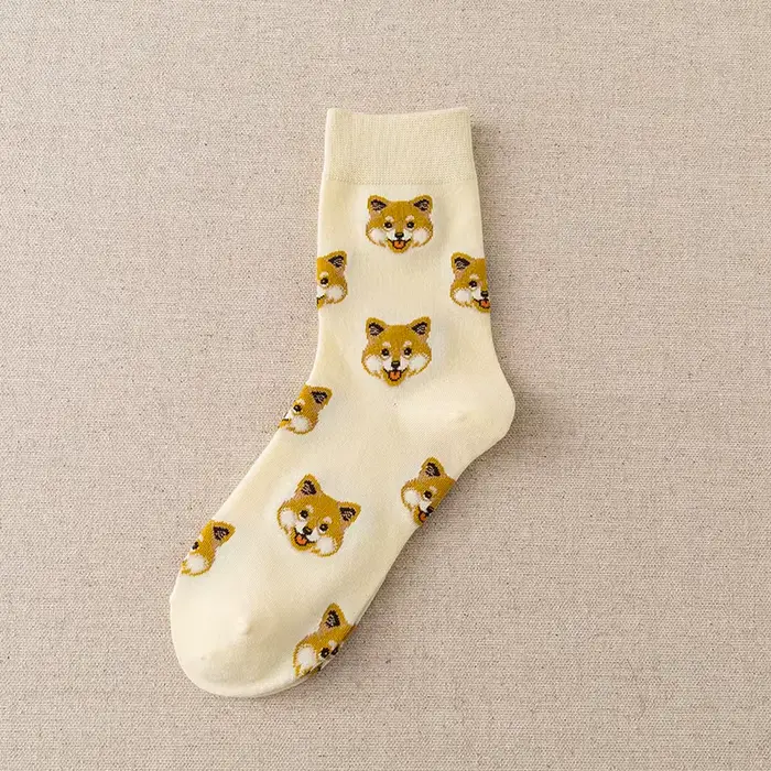 Mode femmes chaussettes mignon japonais Ins créatif femme décontracté dessin animé chiens Shiba Inu 