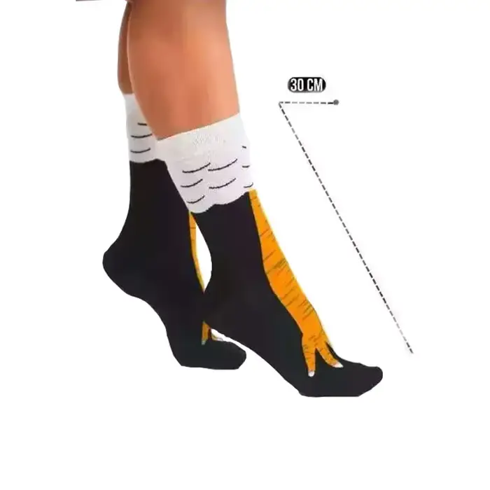Chaussettes tendance pour femmes, longueur aux genoux, pieds de poulet, drôles, personnalisés, réali