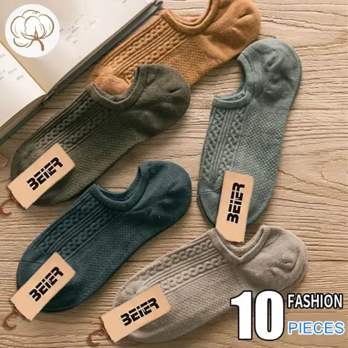 10 pièces = 5 paires de chaussettes Tube en coton torsadées pour hommes