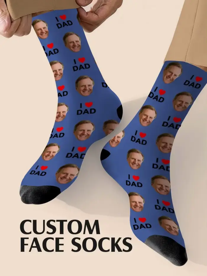 Chaussettes personnalisées pour la fête des pères, chaussettes avec photo personnalisée, chaussettes