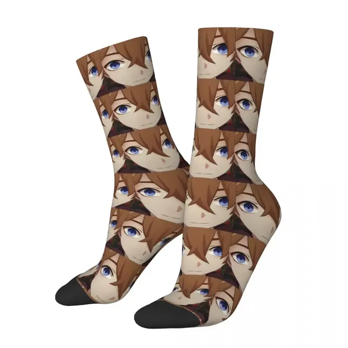 Chaussettes fantaisie pour hommes et femmes, Childe Tartaglia Face Meme, Genshin Impact, haute quali
