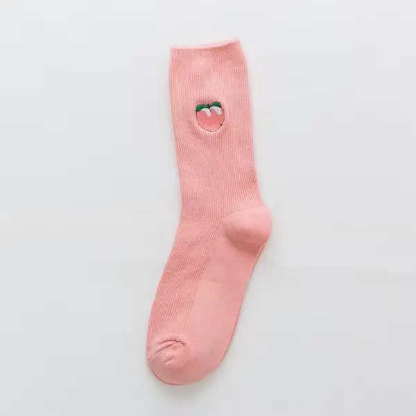 Chaussettes femme couleur bonbon coloré rose rouge vert jaune chaussette femmes filles fruits chaussettes pomme banane cerise chaussettes longues filles Sox