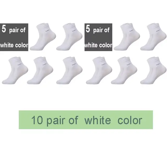 10 paires/lot hommes chaussettes en bambou marque confortable respirant décontracté affaires hommes 