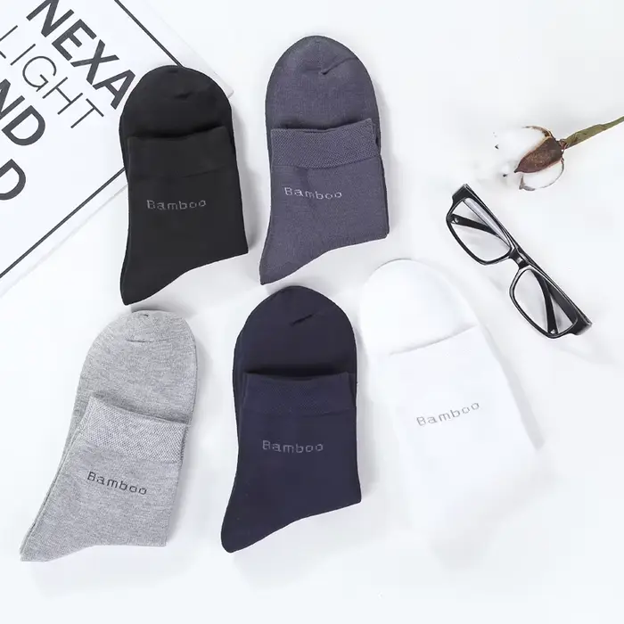 Chaussettes habillées en bambou pour hommes, 10 paires, confortables, Super douces, respirantes, classiques, à la mode, avec lettres, pour équipage