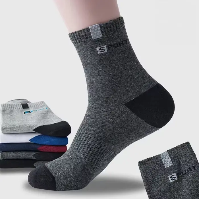 5 paires de chaussettes en coton pour hommes, baskets de Sport respirantes et douces avec lettres à 