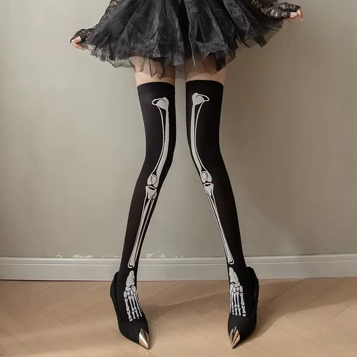 Chaussette imprimée sur le genou pour femme, bas JK, costume de sang, document solide, décoration si