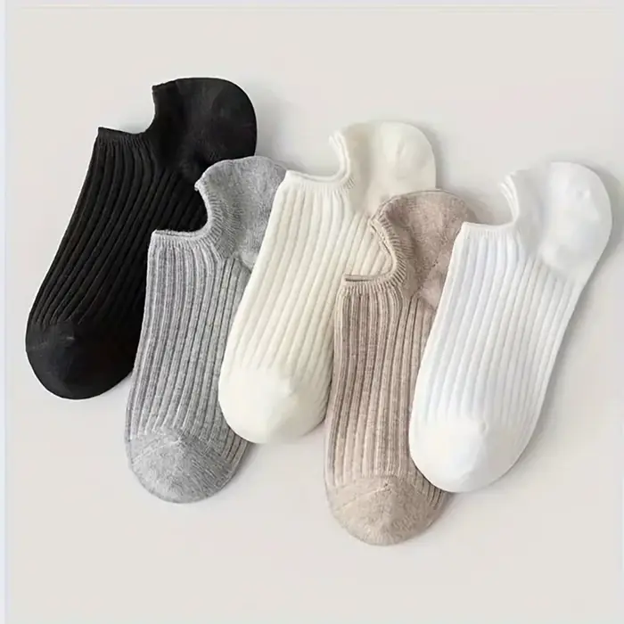 5/10 paires de chaussettes bateau solides pour hommes