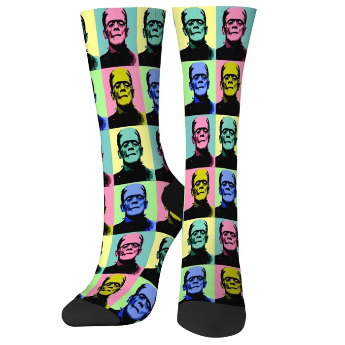 Chaussettes fantaisie pour hommes, motif Monstre Frankenstein, film d'horreur, Pop Art, style rétro,