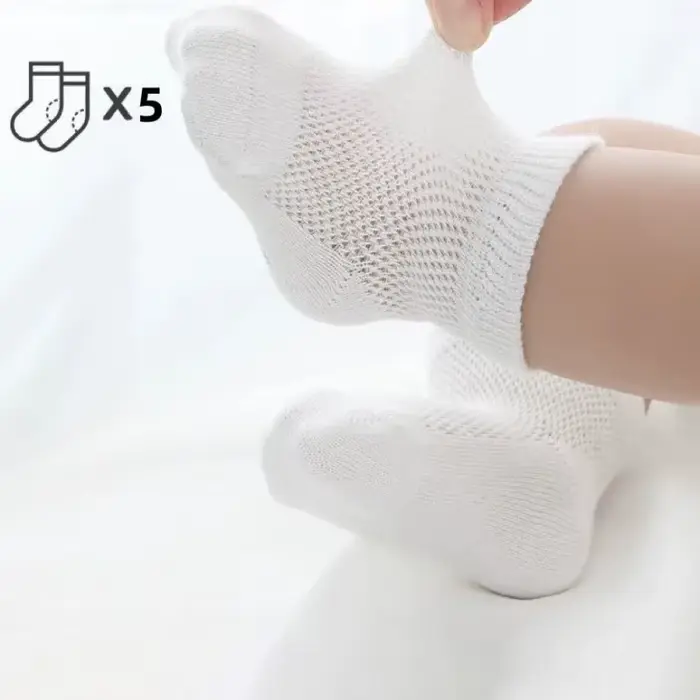 5 paires/ensemble chaussettes en maille blanche pour bébé Simple respirant doux coton infantile chau